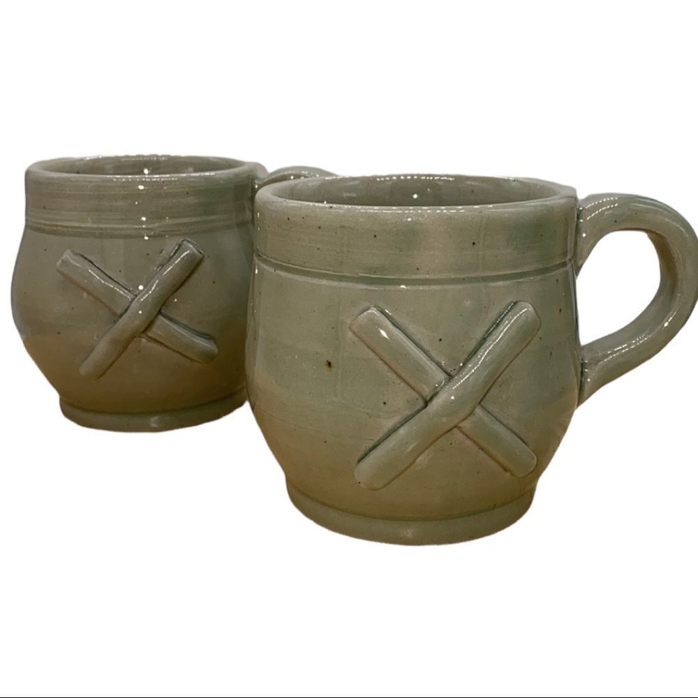 Hand thrown Pottery Mugs Set of 2